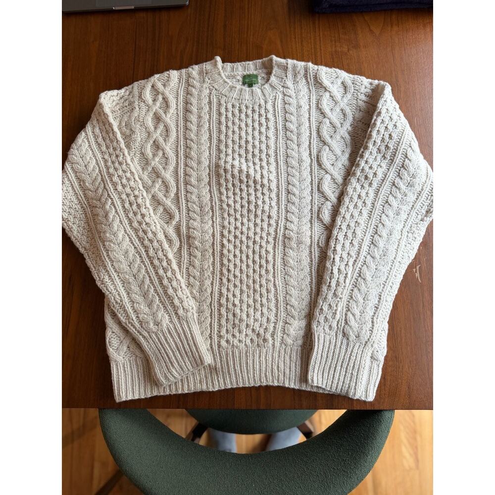 Sid Mashburn Cream Cable-Knit Wool Sweater